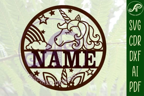Cartoon Unicorn Name Sign SVG Cut File: A Design Asset