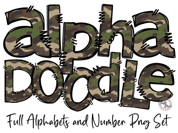Creative Camo Doodle Font Letters Alphabet PNG Assets