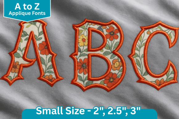 Fantasy Blackletter Embroidery Font: Bold Appliqué Design