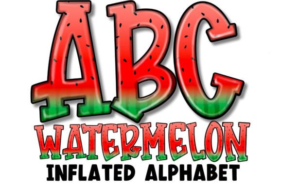 Inflated 3D Watermelon Alphabet PNG Set: Vibrant Design Assets