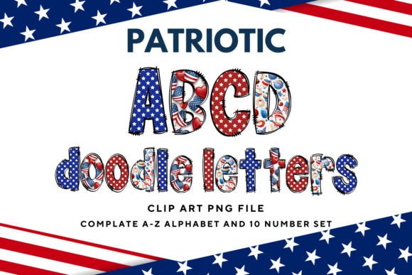 Patriotic USA Doodle Alphabet Letters12: Creative Clipart for Design